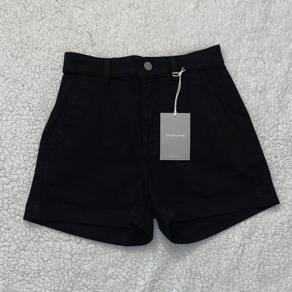 NWT Everlane The Cotton Twill Short in Black size 0